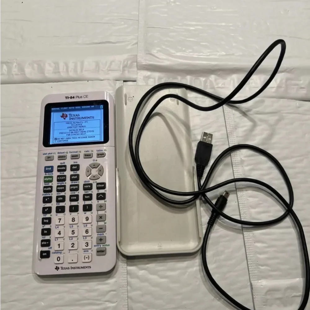 Texas Instruments TI-84 Plus CE White Graphing Calculator Tested W Case Cable